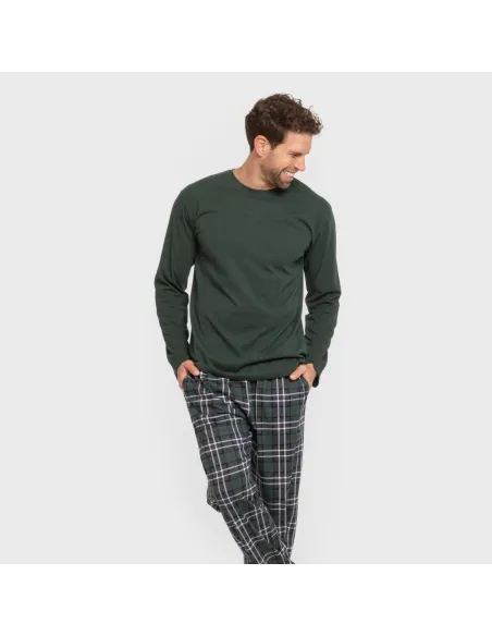 Pijama algodão homem Cuadro Guelo verde pijamas-compridos-homem