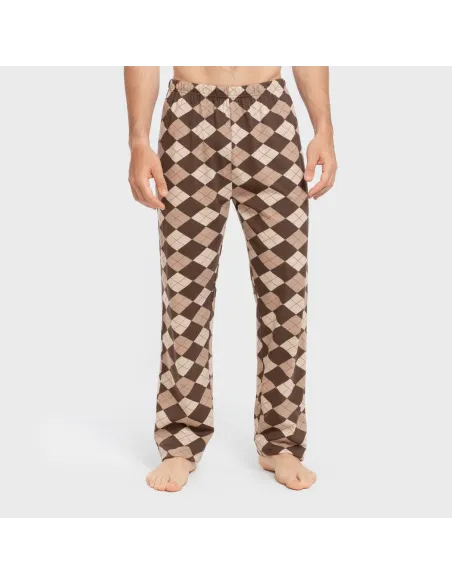 Pijama algodão homem Olmo castanho escuro mesclado pijamas-compridos-homem