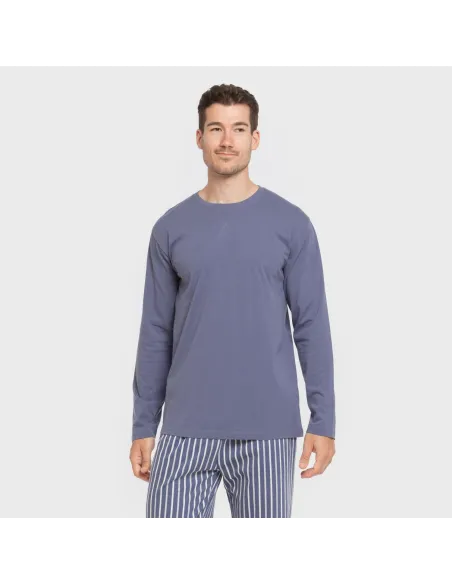 Pijama algodão homem Raya Fernando azul pijamas-compridos-homem