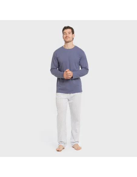 Pijama algodão homem Raya Fandi azul pijamas-compridos-homem