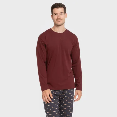 Pijama algodão homem Ponde bordô pijamas-compridos-homem