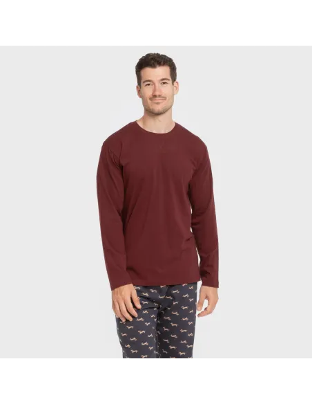 Pijama algodão homem Ponde bordô pijamas-compridos-homem