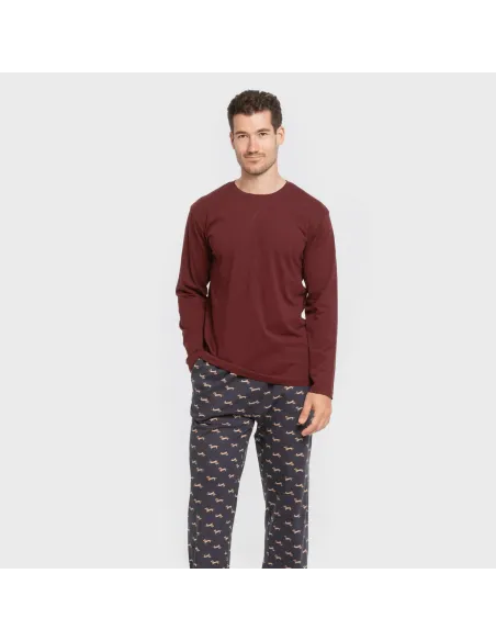 Pijama algodão homem Ponde bordô pijamas-compridos-homem