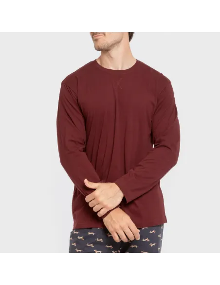 Pijama algodão homem Ponde bordô pijamas-compridos-homem