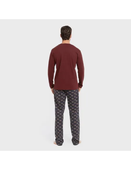 Pijama algodão homem Ponde bordô pijamas-compridos-homem