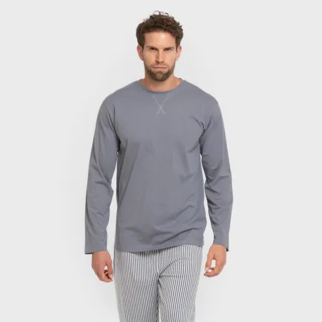 Pijama algodão homem Raya Santi indigo pijamas-compridos-homem