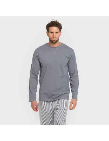 Pijama algodão homem Raya Santi indigo pijamas-compridos-homem