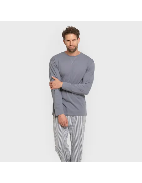 Pijama algodão homem Raya Santi indigo pijamas-compridos-homem