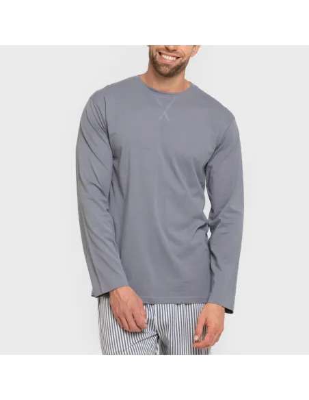 Pijama algodão homem Raya Santi indigo pijamas-compridos-homem