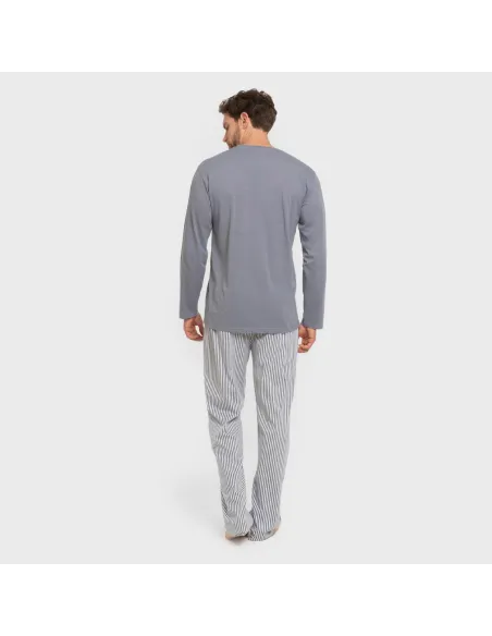 Pijama algodão homem Raya Santi indigo pijamas-compridos-homem