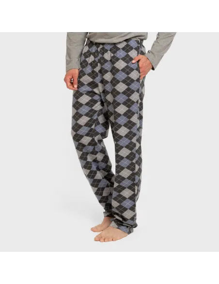 Pijama algodão homem Olmo cinza mesclado pijamas-compridos-homem
