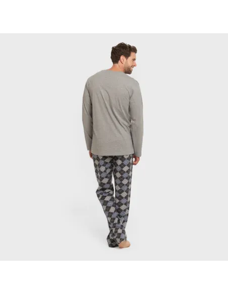 Pijama algodão homem Olmo cinza mesclado pijamas-compridos-homem