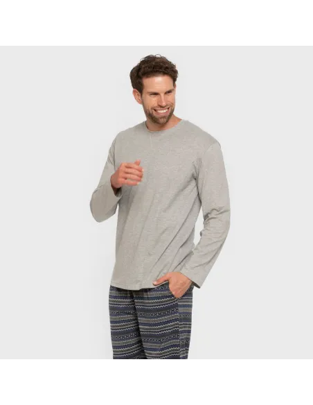 Pijama algodão homem Evelio cinza pijamas-compridos-homem