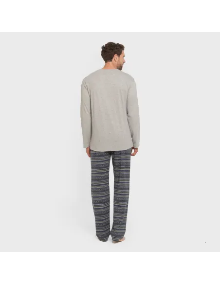 Pijama algodão homem Evelio cinza pijamas-compridos-homem