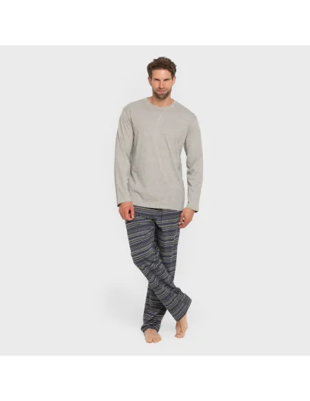 Pijama algodão homem Evelio cinza pijamas-compridos-homem
