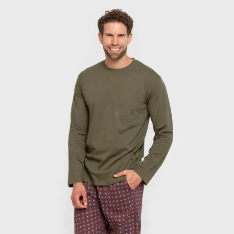 Pijama algodão homem Gladiolo verde caça pijamas-compridos-homem