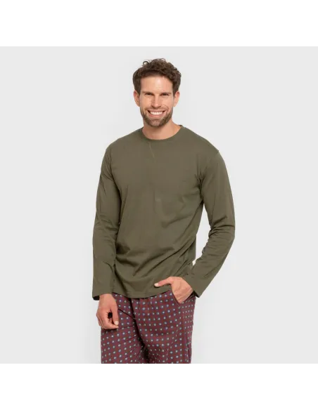 Pijama algodão homem Gladiolo verde caça pijamas-compridos-homem