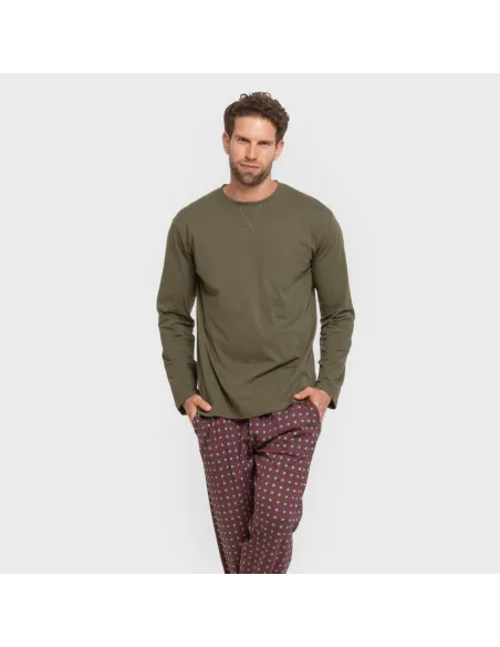 Pijama algodão homem Gladiolo verde caça pijamas-compridos-homem