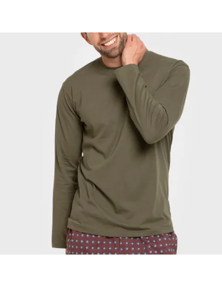 Pijama algodão homem Gladiolo verde caça pijamas-compridos-homem