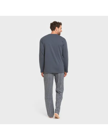 Pijama algodão homem Cuadro Roberto azul pijamas-compridos-homem
