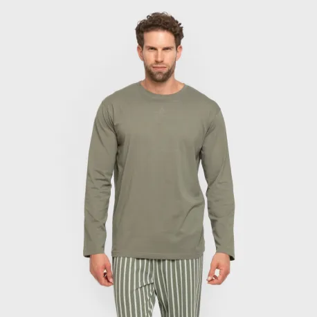 Pijama algodão homem Raya Albert verde caça pijamas-compridos-homem
