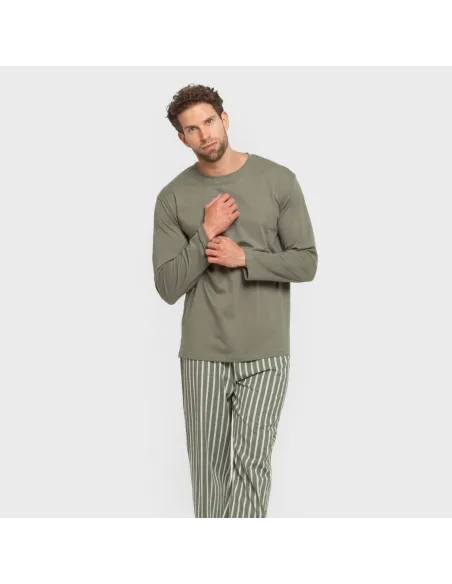 Pijama algodão homem Raya Albert verde caça pijamas-compridos-homem