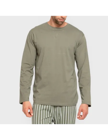 Pijama algodão homem Raya Albert verde caça pijamas-compridos-homem