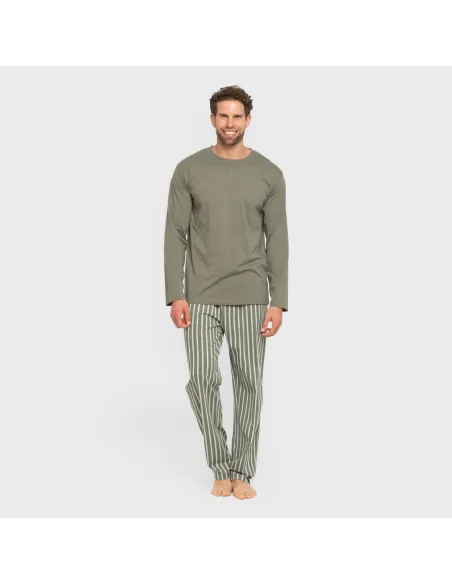 Pijama algodão homem Raya Albert verde caça pijamas-compridos-homem