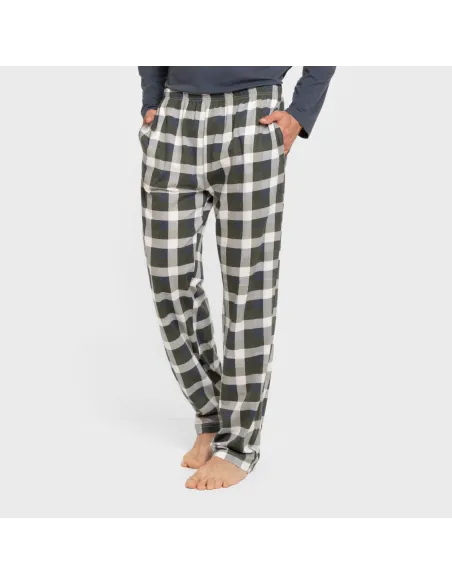 Pijama algodão homem Cuadro Ferni azul marinho pijamas-compridos-homem