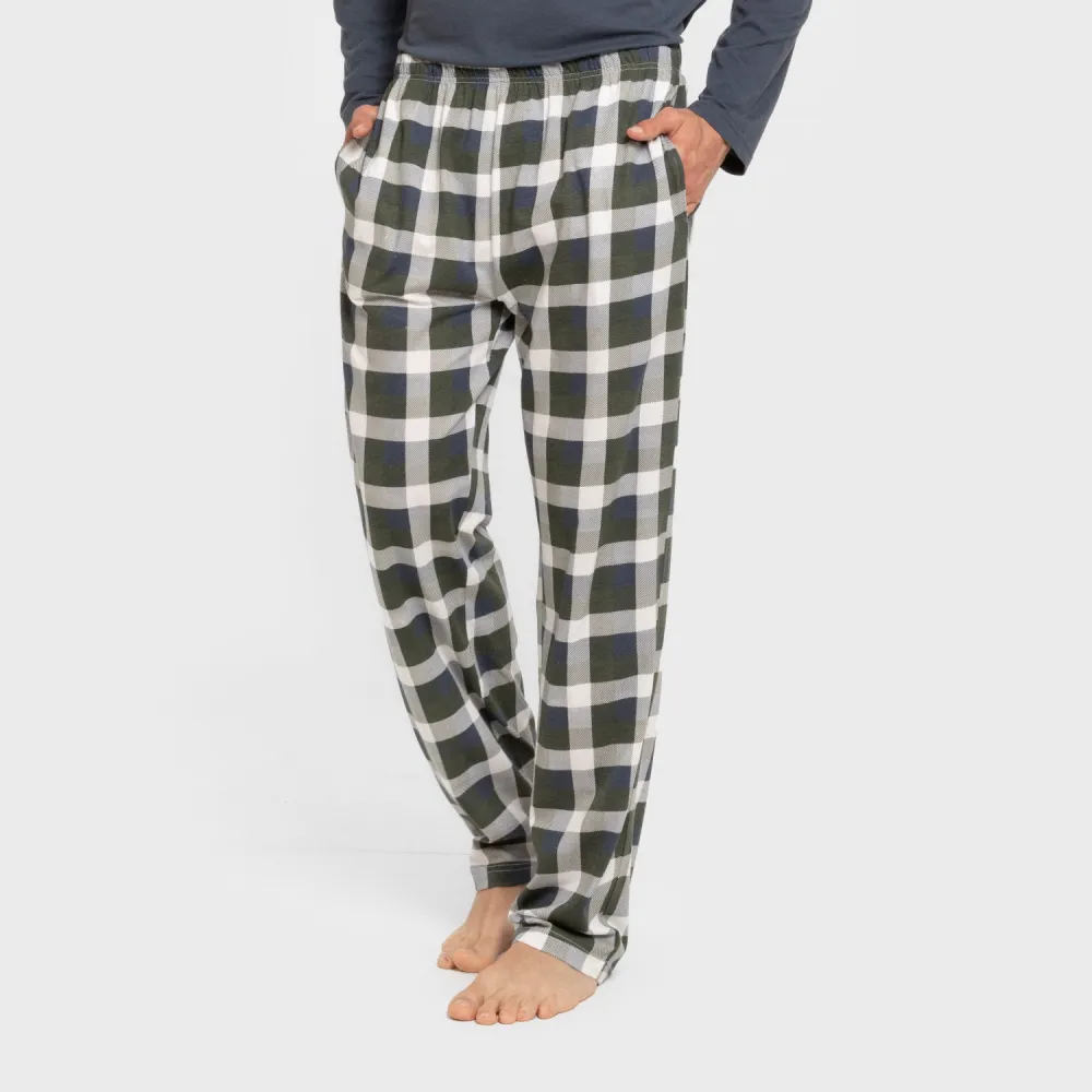 Pijama algodão homem Cuadro Ferni azul marinho pijamas-compridos-homem