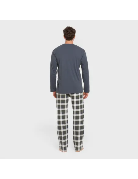 Pijama algodão homem Cuadro Ferni azul marinho pijamas-compridos-homem