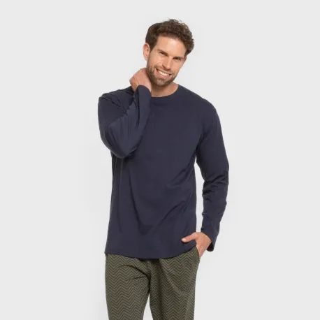 Pijama algodão homem Miquelle verde caça pijamas-compridos-homem