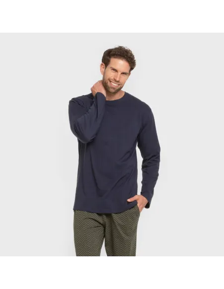 Pijama algodão homem Miquelle verde caça pijamas-compridos-homem