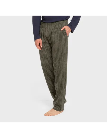 Pijama algodão homem Miquelle verde caça pijamas-compridos-homem