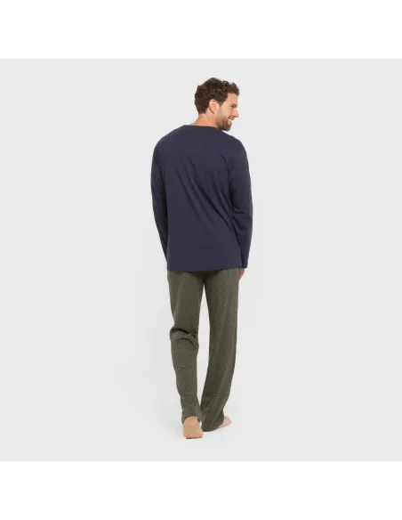 Pijama algodão homem Miquelle verde caça pijamas-compridos-homem