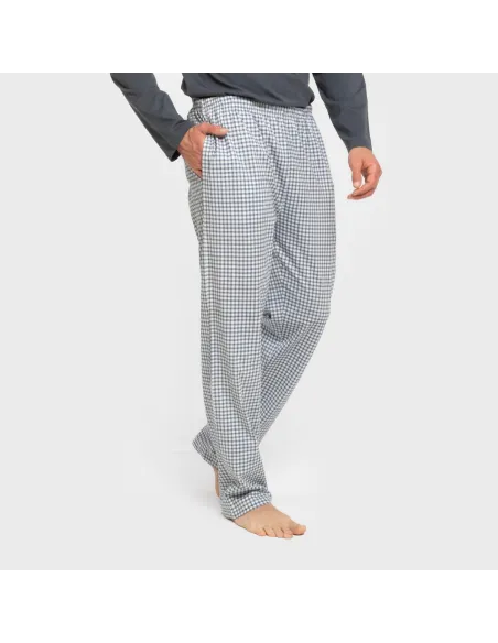 Pijama algodão homem Cuadro Edmund azul pijamas-compridos-homem