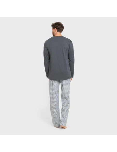 Pijama algodão homem Cuadro Edmund azul pijamas-compridos-homem