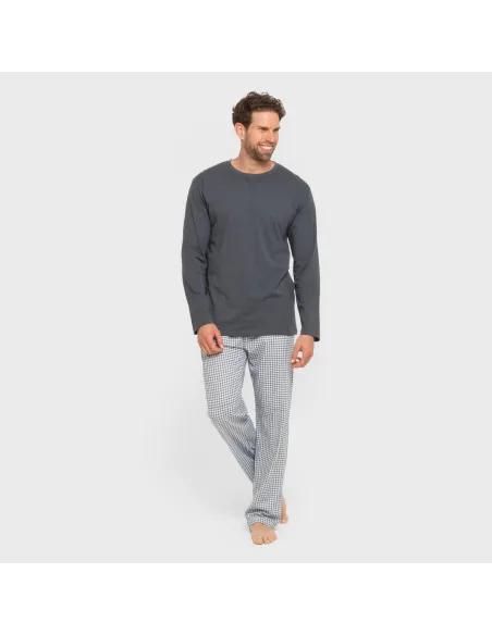 Pijama algodão homem Cuadro Edmund azul pijamas-compridos-homem