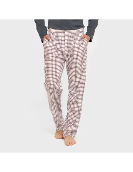 Pijama algodão homem Cuadro Michael azul pijamas-compridos-homem