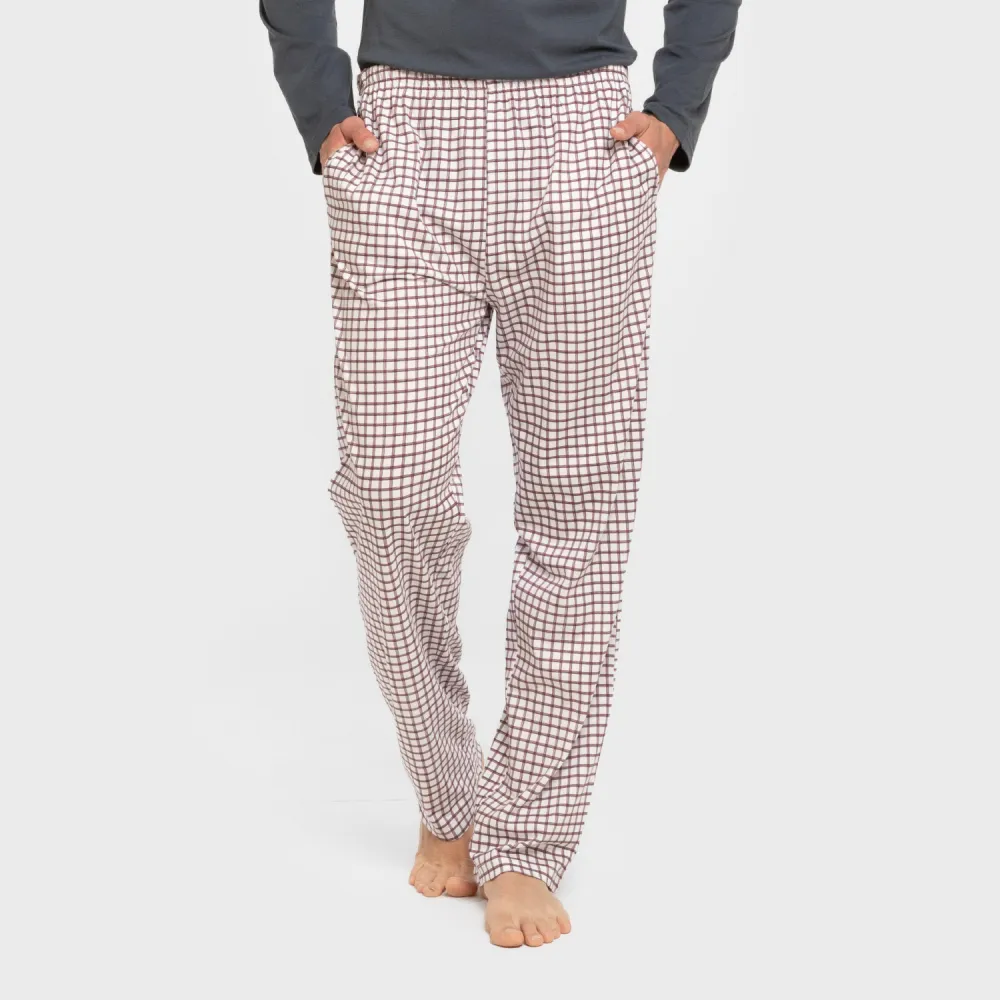 Pijama algodão homem Cuadro Michael azul pijamas-compridos-homem