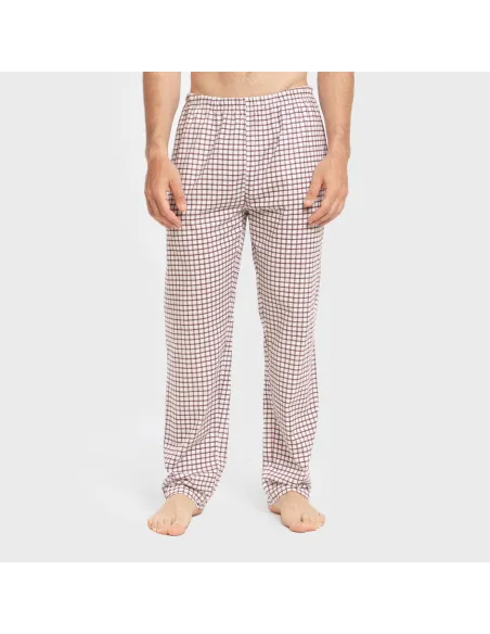 Pijama algodão homem Cuadro Michael bordô pijamas-compridos-homem