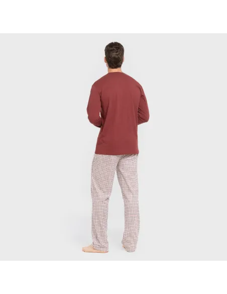 Pijama algodão homem Cuadro Michael bordô pijamas-compridos-homem