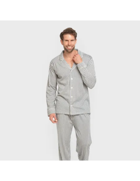 Pijama comprido camisa algodão homem Raya Ceballos indigo pijamas-compridos-homem