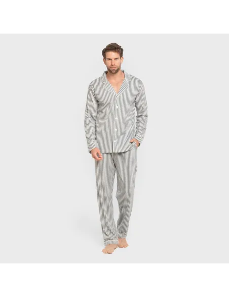 Pijama comprido camisa algodão homem Raya Ceballos indigo pijamas-compridos-homem