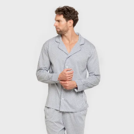 Pijama comprido camisa algodão homem Harry celeste pijamas-compridos-homem