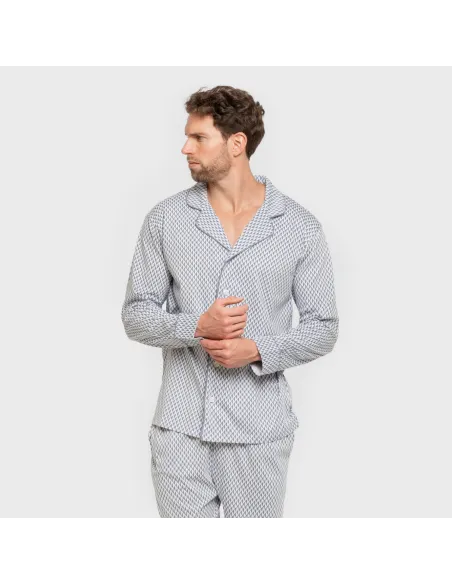 Pijama comprido camisa algodão homem Harry celeste pijamas-compridos-homem
