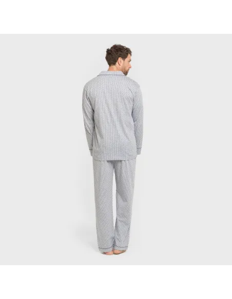 Pijama comprido camisa algodão homem Harry celeste pijamas-compridos-homem