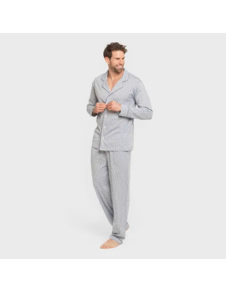 Pijama comprido camisa algodão homem Harry celeste pijamas-compridos-homem