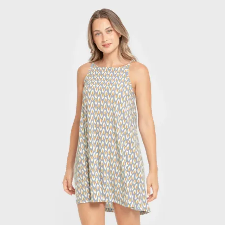 Vestido curto alças crepe Zac água marinha vestidos-mulher