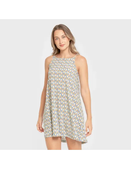 Vestido curto alças crepe Zac água marinha vestidos-mulher
